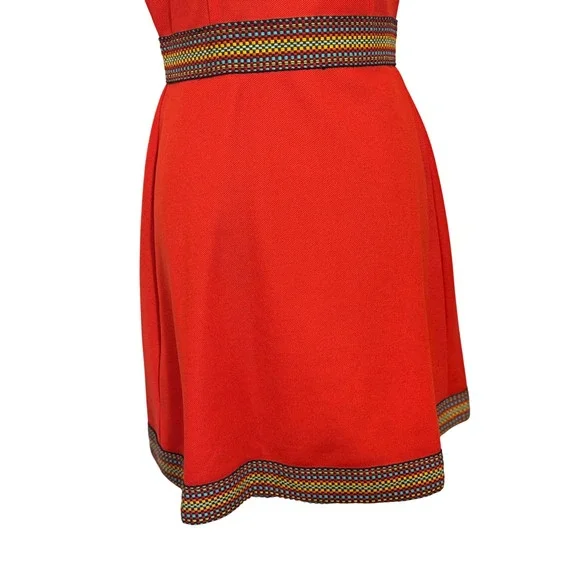 Vintage 60s Teena‎ Paige Red Dress Button Down Mini Shift Dress Short Sleeve - Picture 12 of 16